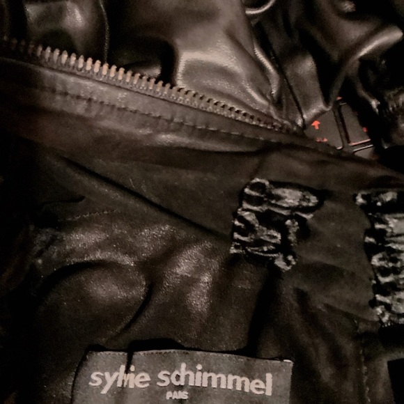 Sylvie Schimmel Unlined Stretch Trendy Scrunchie Black Leather Stylish Jacket S - Picture 3 of 4